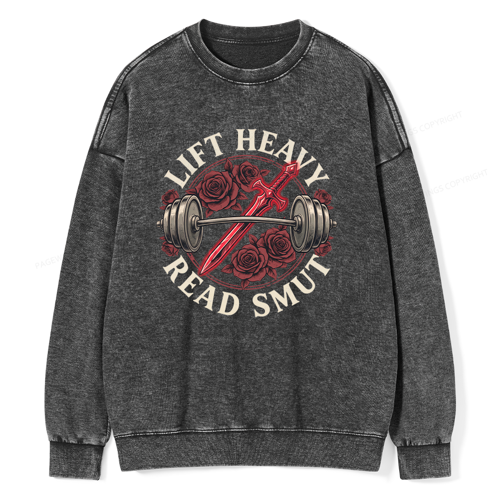 Pagewings Lift Heavy Read Unisex Washed Sweatshirt