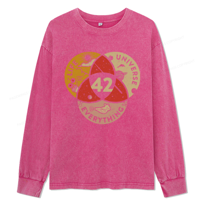 Pagewings 42 The Answer To Life The Universe And Everything Unisex Washed Long Sleeve T-shirt