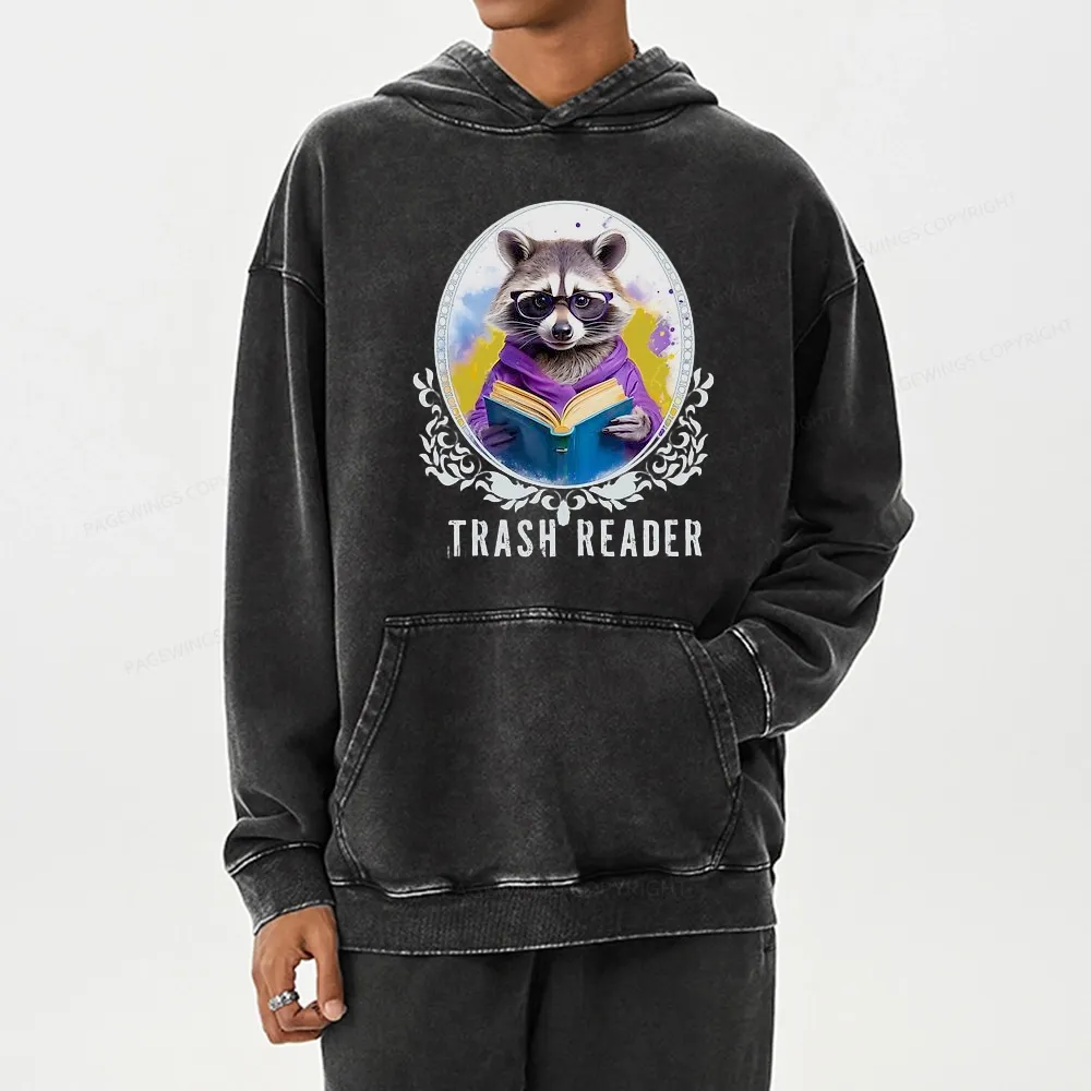Pagewings Trash Reader Unisex Washed Hoodie