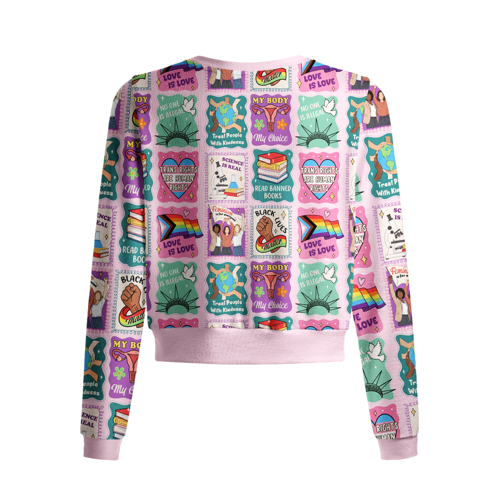 Pagewings Big Fan Of Human Rights Crew Neck Cardigan Sweaters