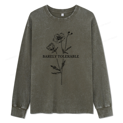 Pagewings Barely Tolerable Unisex Washed Long Sleeve T-shirt