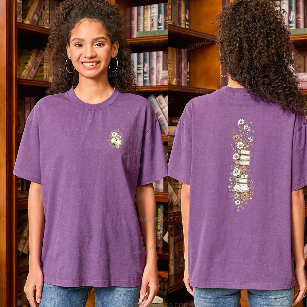 Pagewings Vintage Bookcore Unisex Washed T-shirt