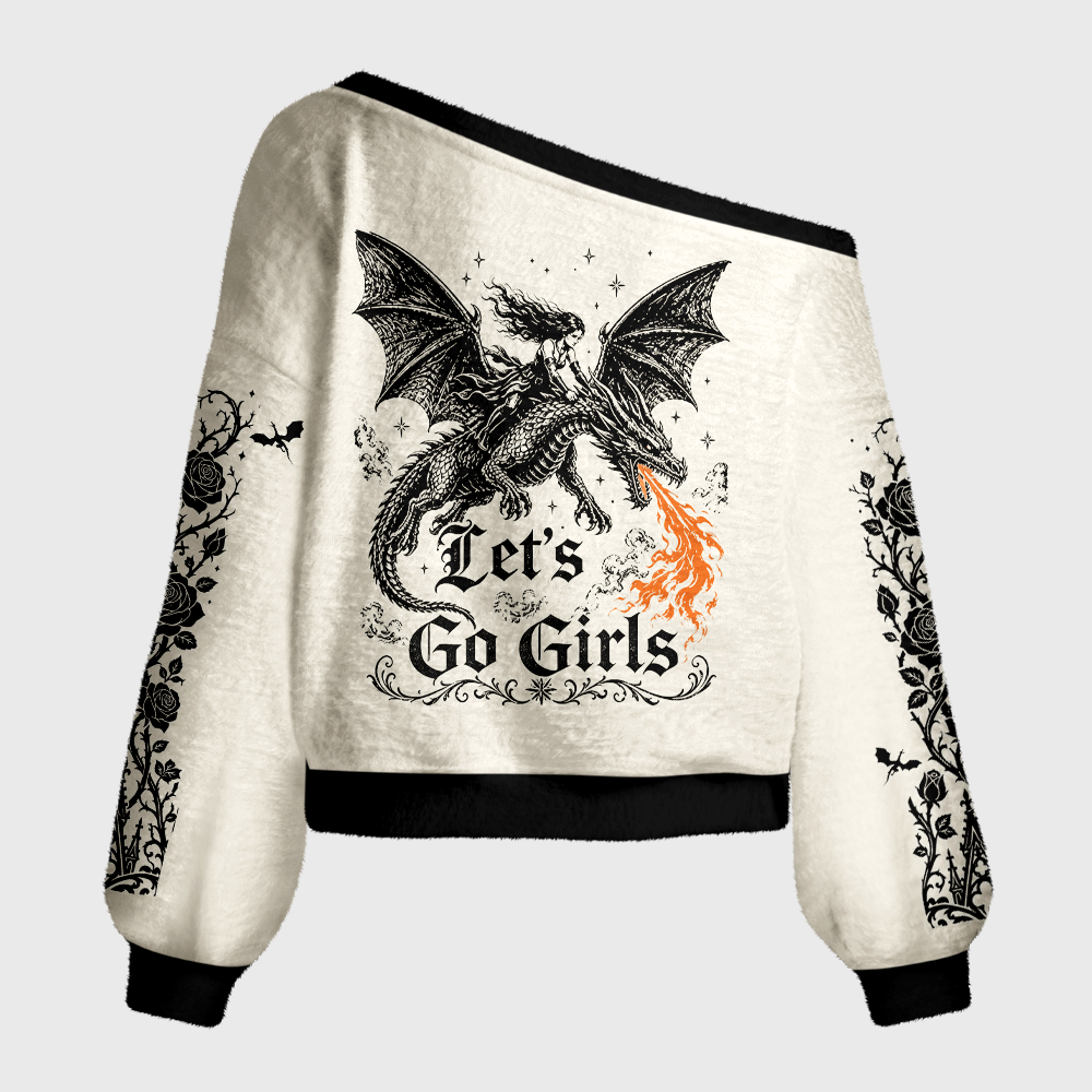 Pagewings Let's go girls Off Shoulder Ugly Knit Sweater