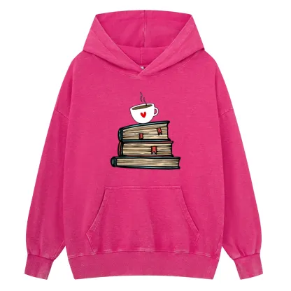 Pagewings Tea Cup Book Lovers Unisex Washed Hoodie