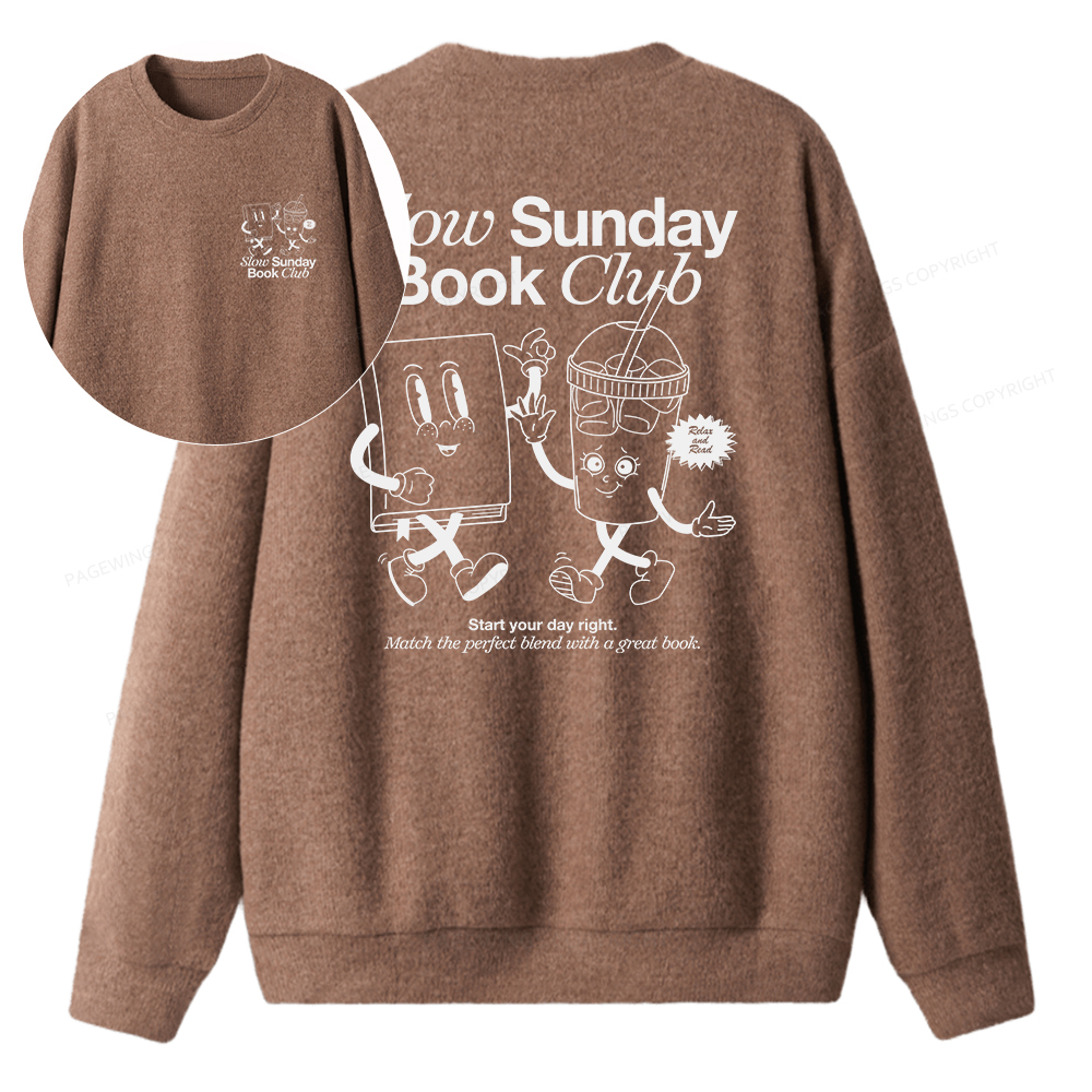 Pagewings Slow Sunday Book Club Unisex Knit Sweatshirt