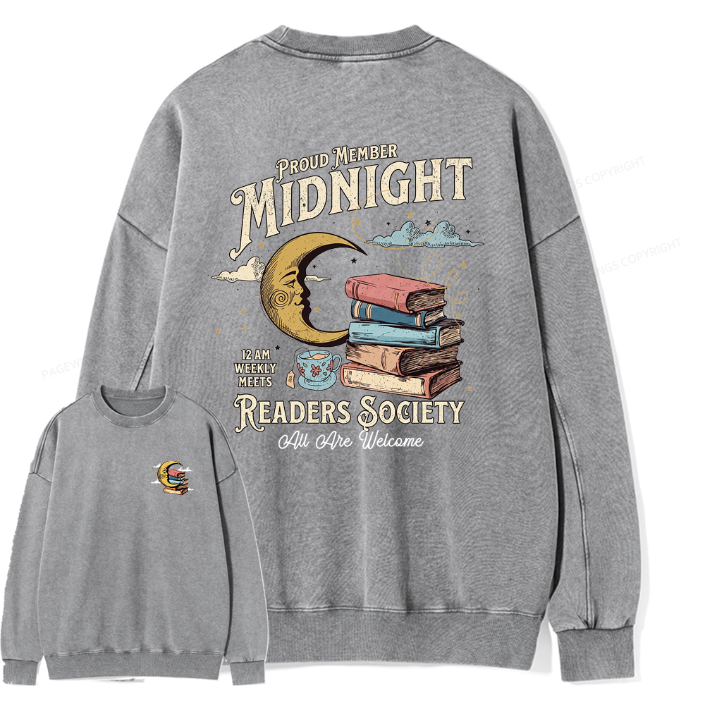 Pagewings Midnight Readers Society Unisex Washed Sweatshirt