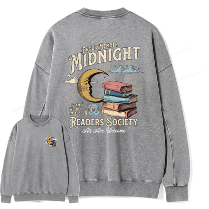 Pagewings Midnight Readers Society Unisex Washed Sweatshirt