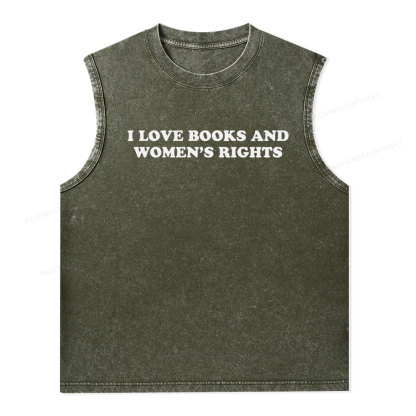 Pagewings I Love Books And Women's Rights Unisex Washed Tank Top