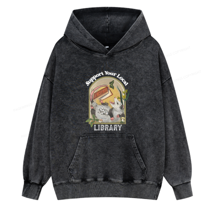 Pagewings Library Readers Make Leaders Jersey Unisex Washed Hoodie