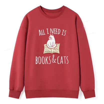 Pagewings All I Need Is Book & Cat Unisex Classic Sweatshirt