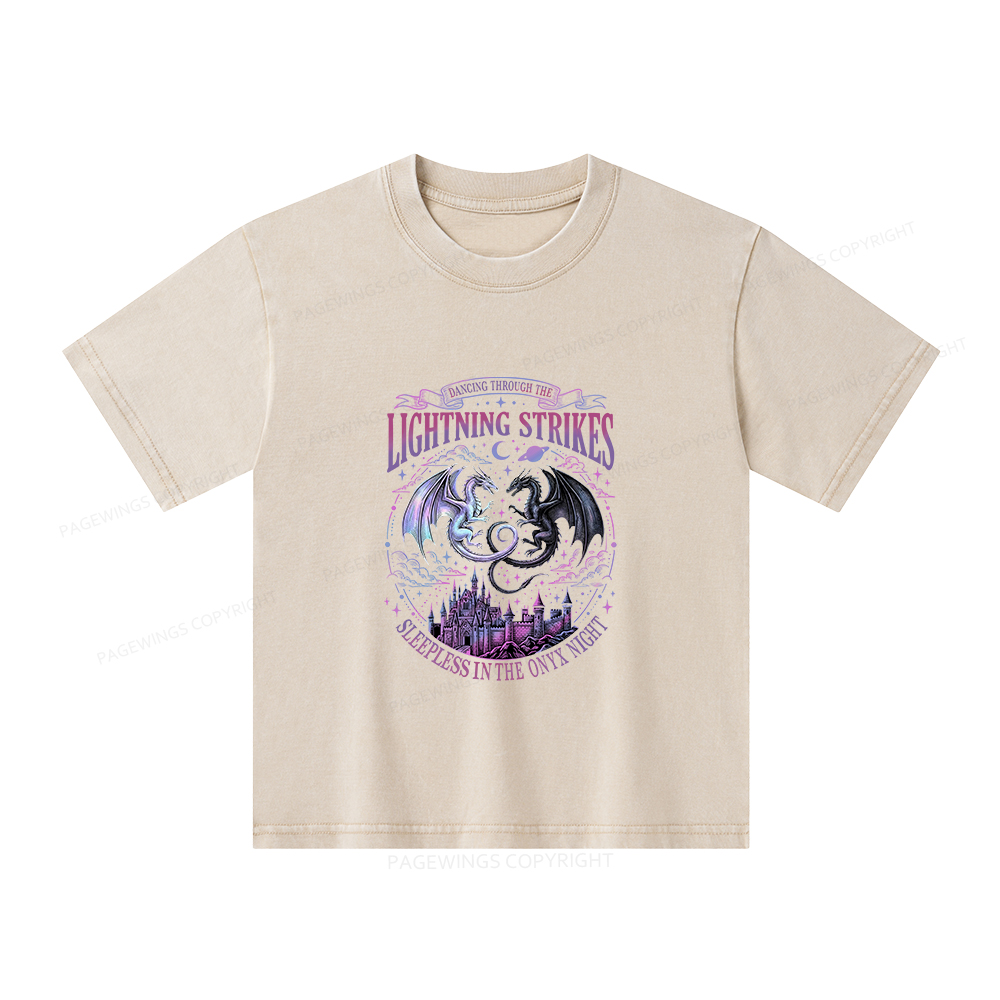 Pagewings Lightning Strikes Unisex Kids Washed T-shirt
