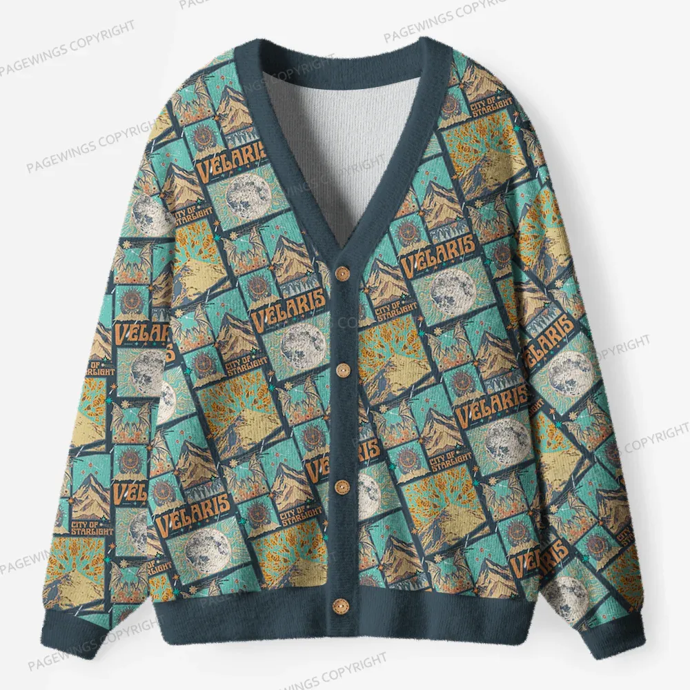Pagewings Velaris Map Unisex Ugly Cardigan Sweaters