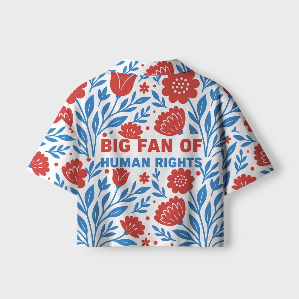 Pagewings Big Fan of Human Rights Women's Camp Shirt