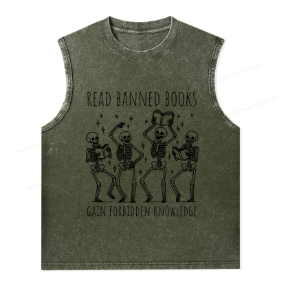 Pagewings Reading Books Tee Book Lover Gift Unisex Washed Tank Top