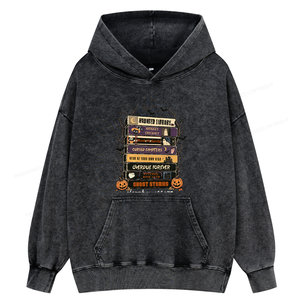 Pagewings Vintage Halloween Unisex Washed Hoodie