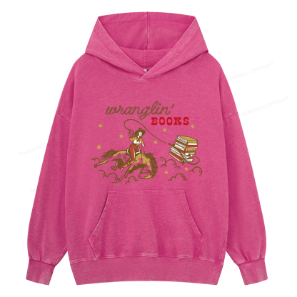 Pagewings Wranglin' Books Unisex Washed Hoodie