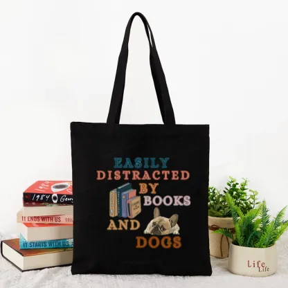 Pagewings Easily Distracted By Books And Dogs Tote Bag