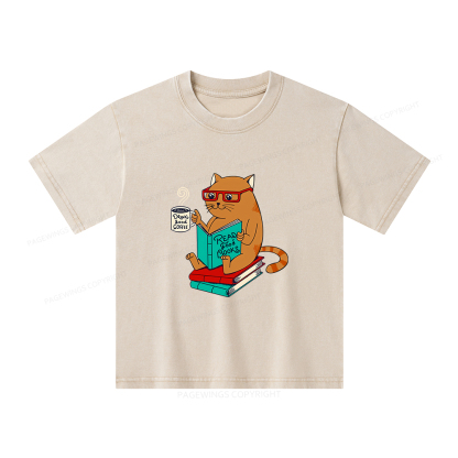 Pagewings Read Good Books Unisex Kids Washed T-shirt