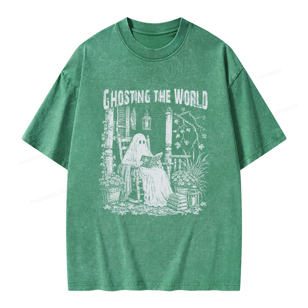 Pagewings Ghosting The World Unisex Washed T-shirt
