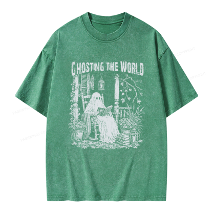 Pagewings Ghosting The World Unisex Washed T-shirt
