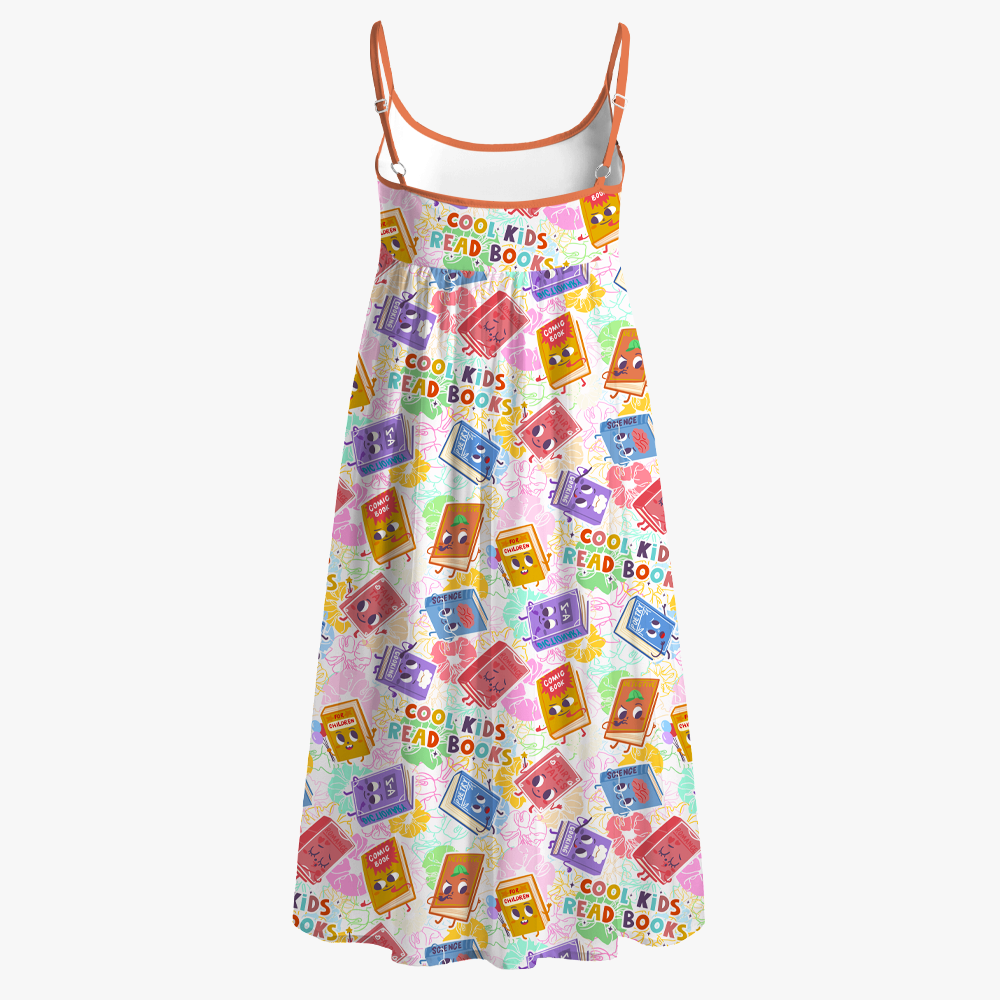 Pagewings Cool Kids Read Books Printed Spaghetti Strap Midi Sundress