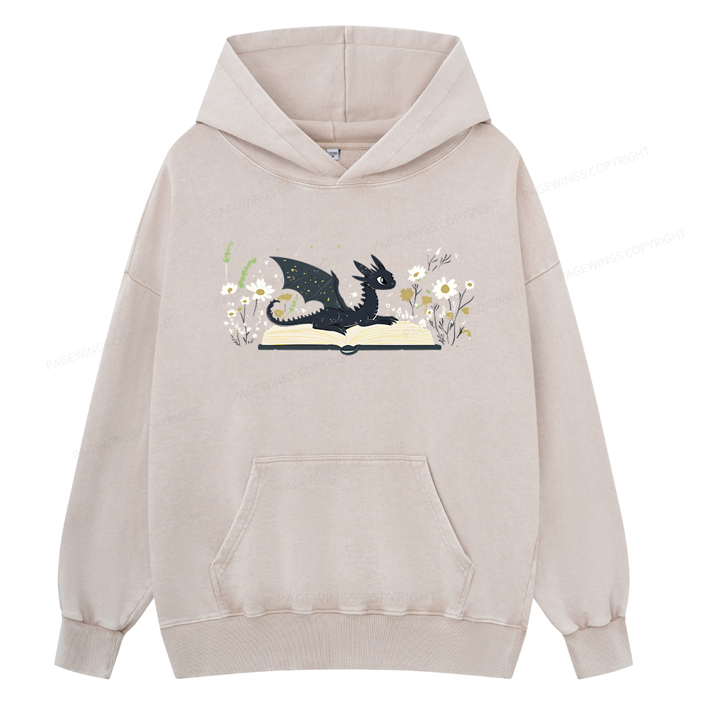 Pagewings Dragon Book Unisex Washed Hoodie