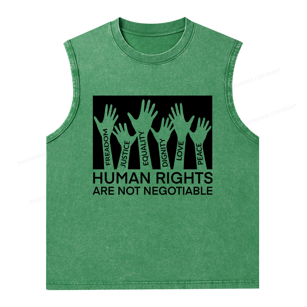 Pagewings Human Rights Are Not Negotiable Unisex Washed Tank Top