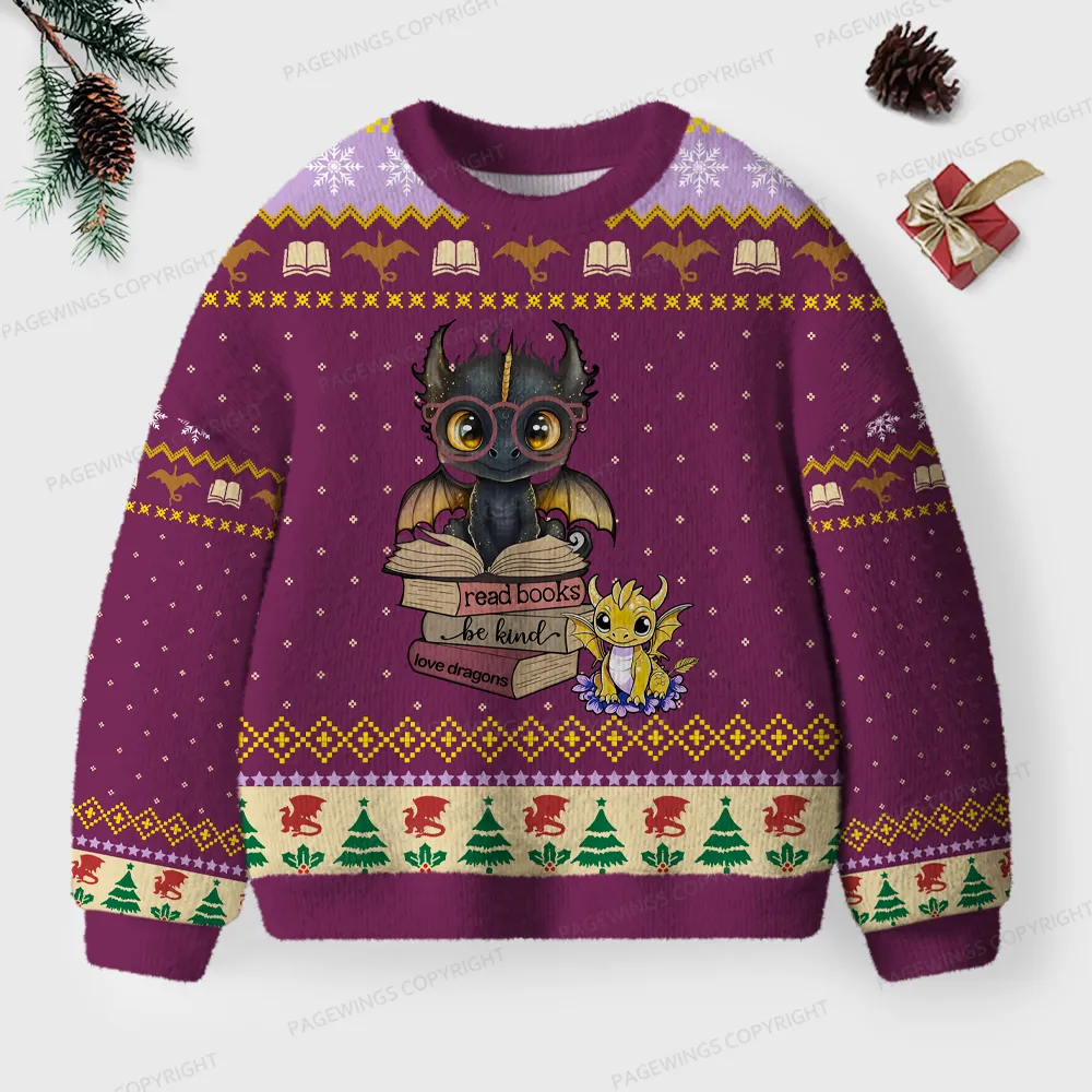 Pagewings Read Books Be Kind Unisex Ugly Knit Sweatshirt