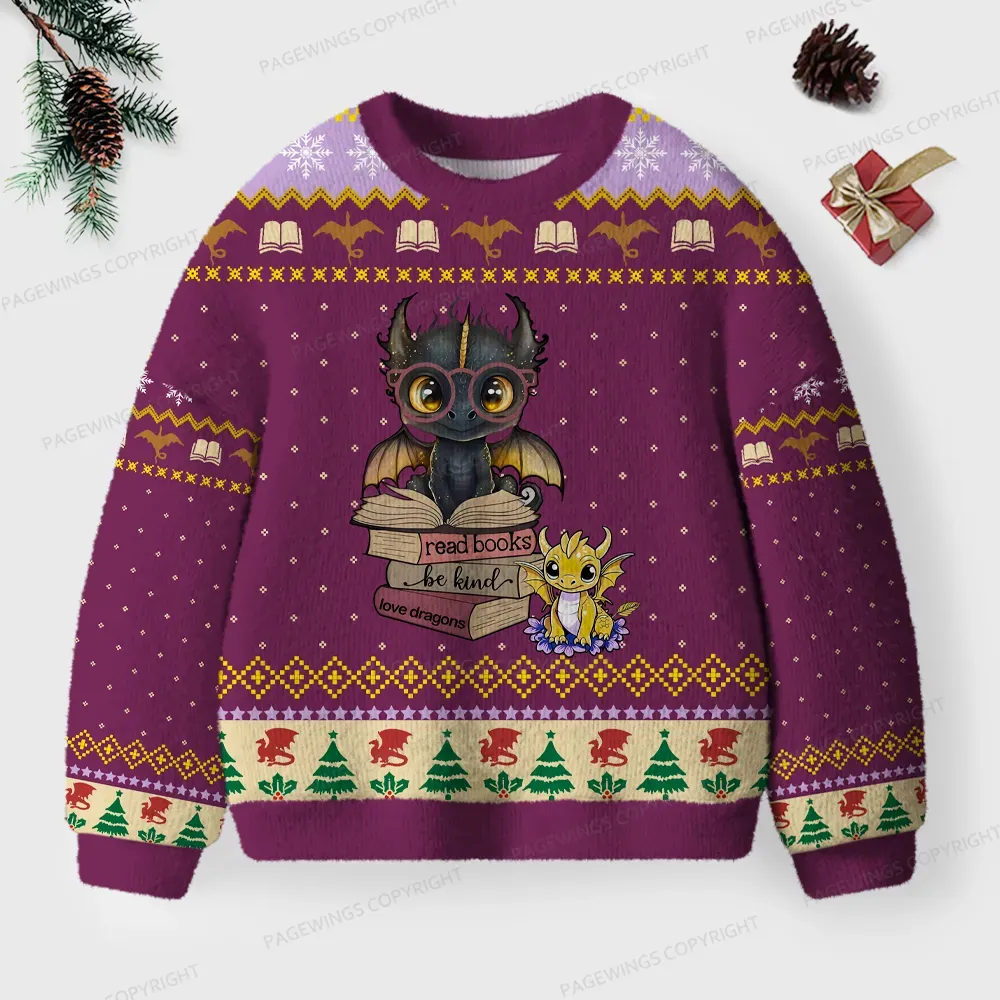 Pagewings Read Books Be Kind Unisex Ugly Knit Sweatshirt