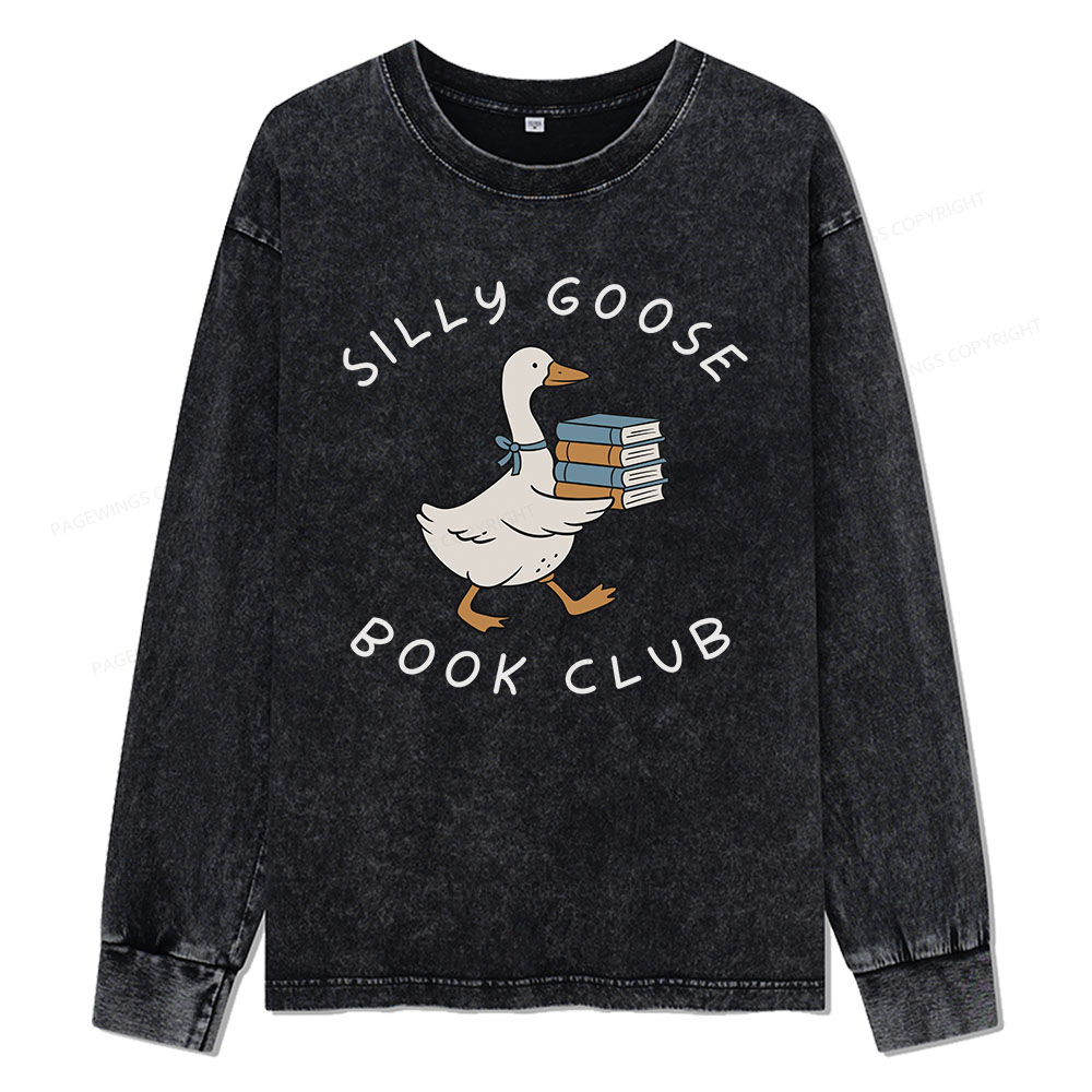 Pagewings Silly Goose Book Club Unisex Washed Long Sleeve T-shirt