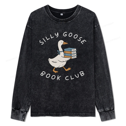 Pagewings Silly Goose Book Club Unisex Washed Long Sleeve T-shirt