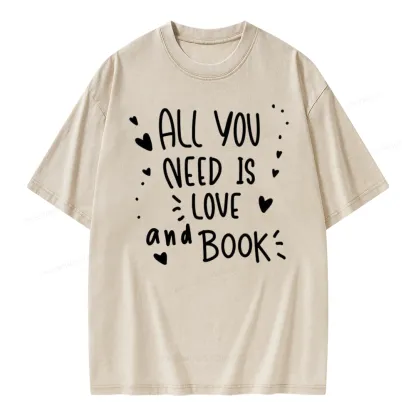 Pagewing All You Need Is Love And Book Unisex Washed T-shirt