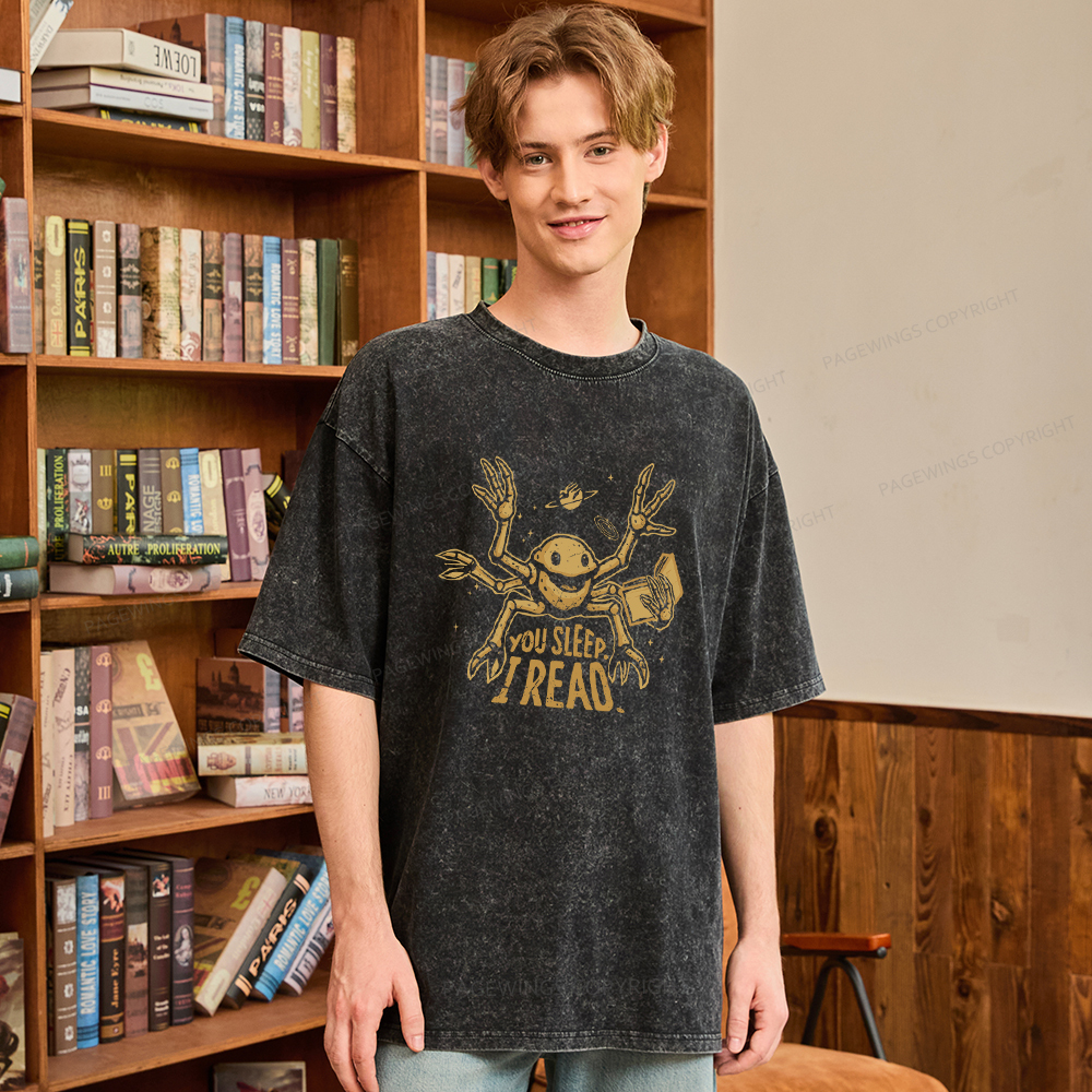 Pagewings You Sleep I Read Unisex Washed T-shirt