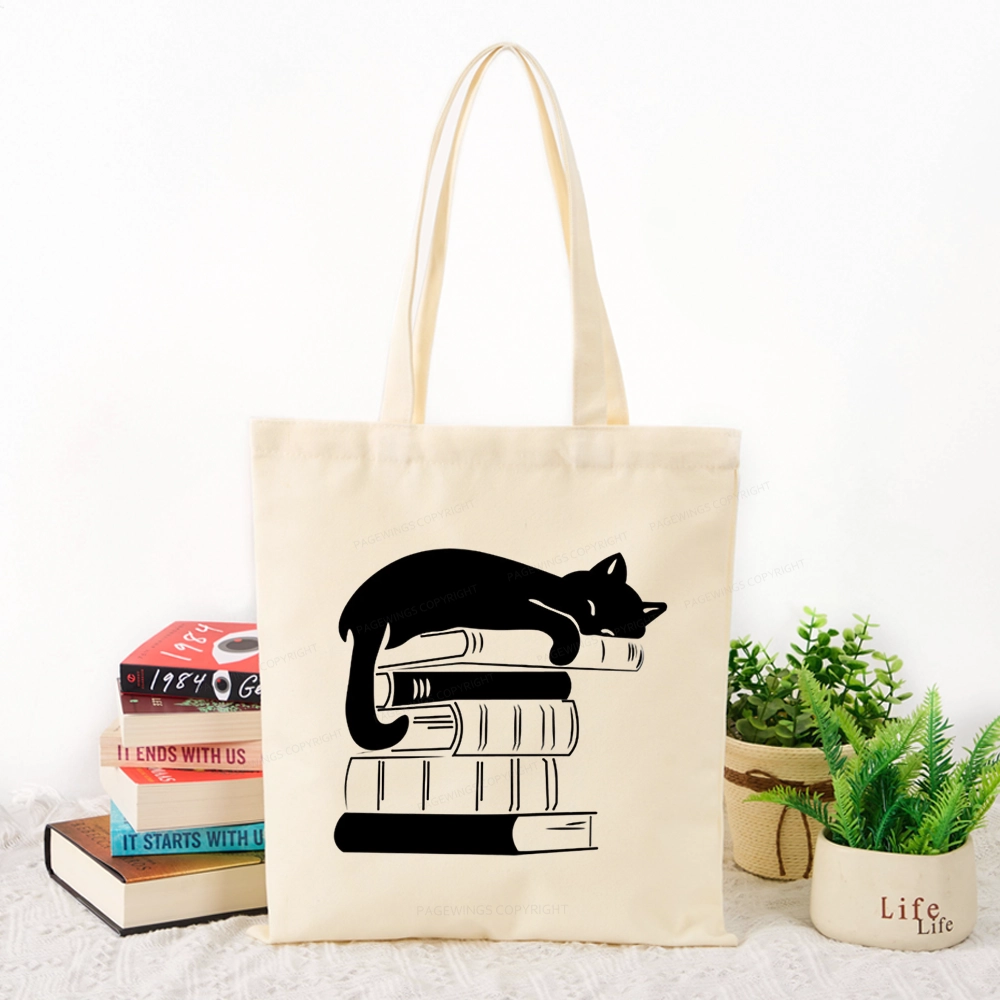 Pagewings Books And Cats Tote Bag
