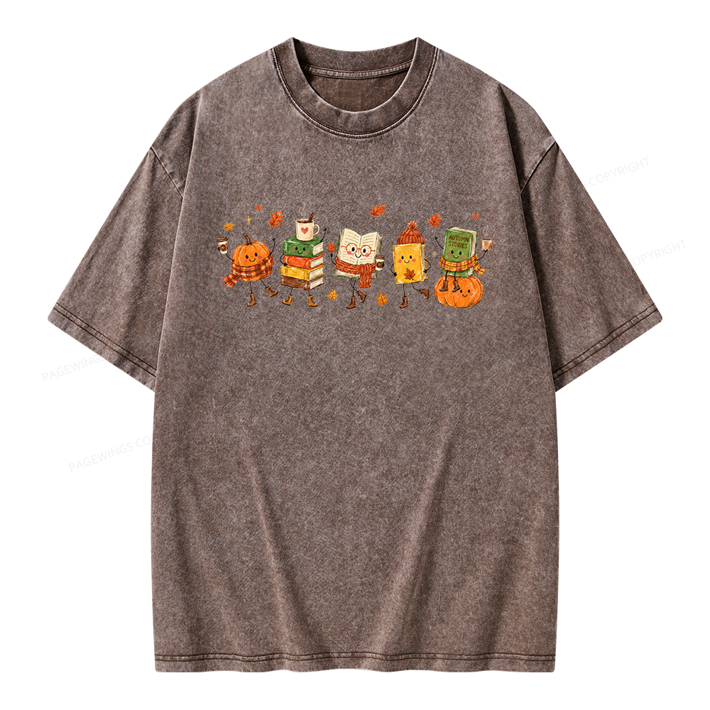 Pagewings All Booked For Fall Unisex Washed T-shirt