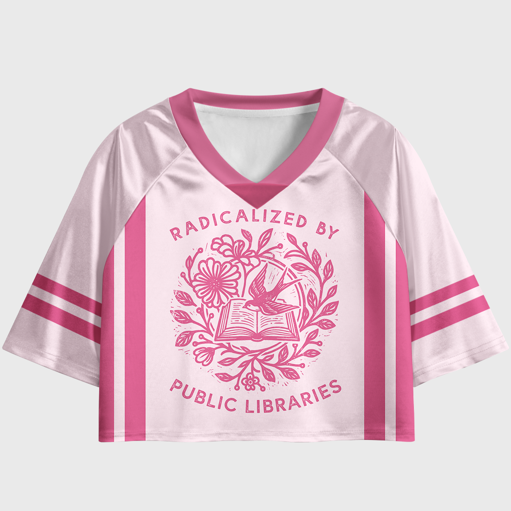 Pagewings Radicalized By Public Libraries Women's Cropped Jersey