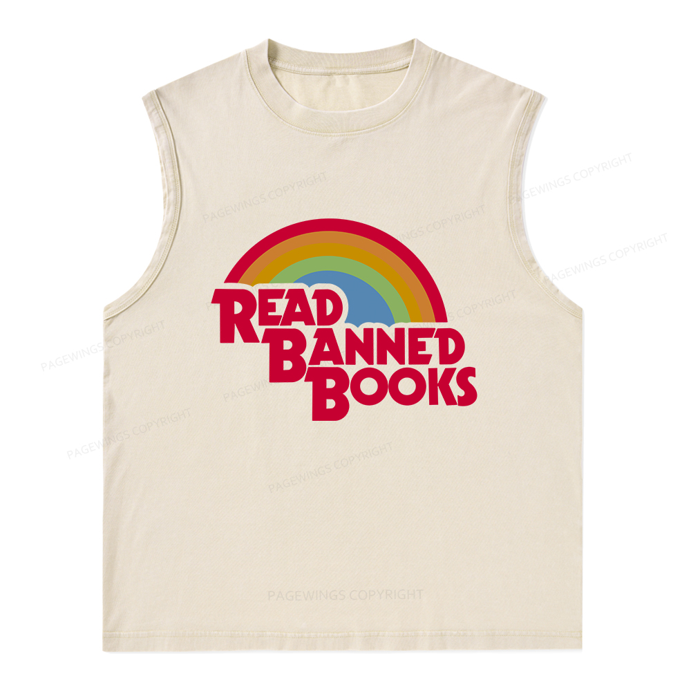 Pagewings Read Banned Books Unisex Washed Tank Top