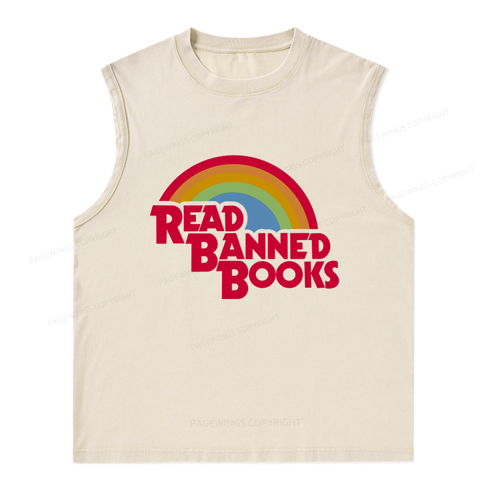 Pagewings Read Banned Books Unisex Washed Tank Top