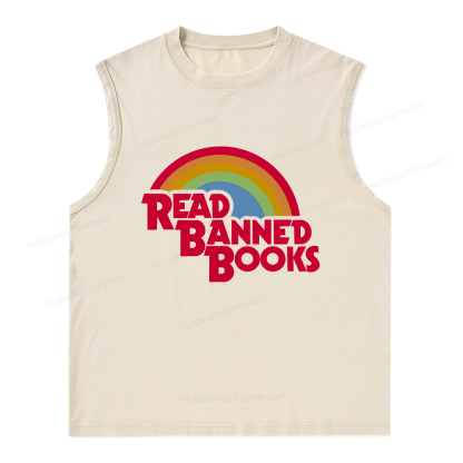 Pagewings Read Banned Books Unisex Washed Tank Top