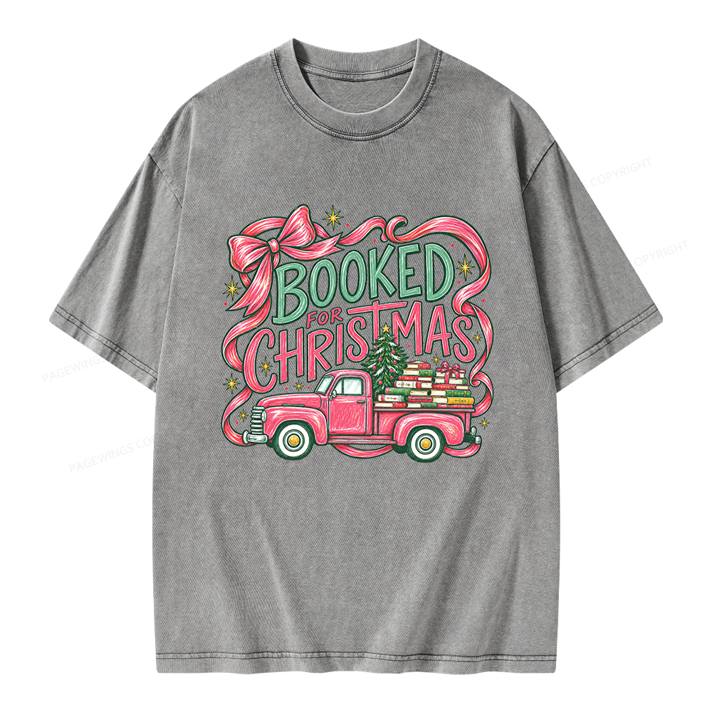 Pagewings Booked For Christmas Unisex Washed T-shirt