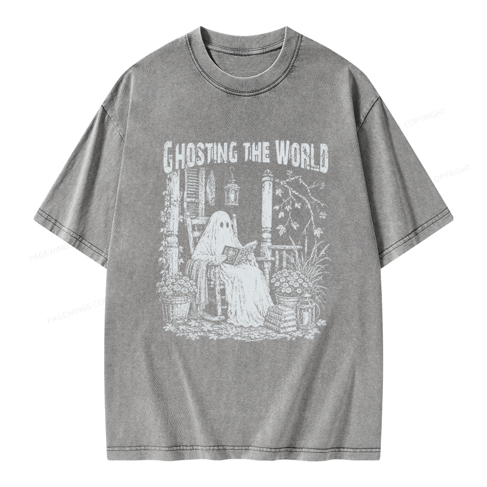 Pagewings Ghosting The World Unisex Washed T-shirt