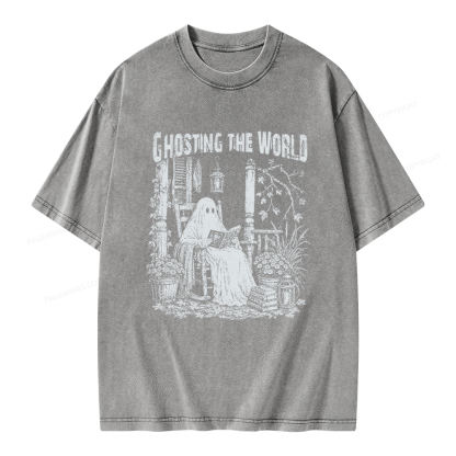 Pagewings Ghosting The World Unisex Washed T-shirt