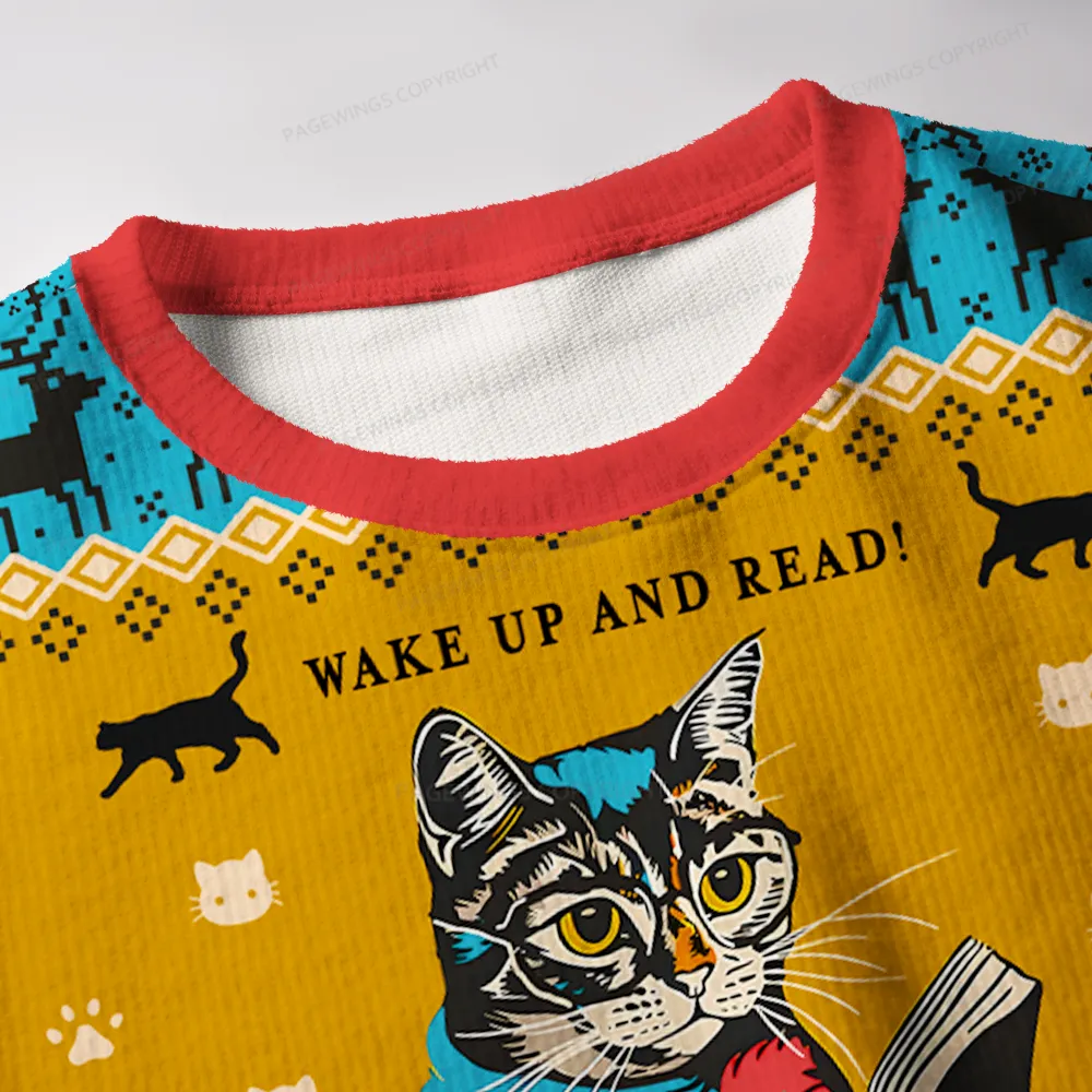 Pagewings Wake Up And Read Unisex Ugly Knit Sweatshirt