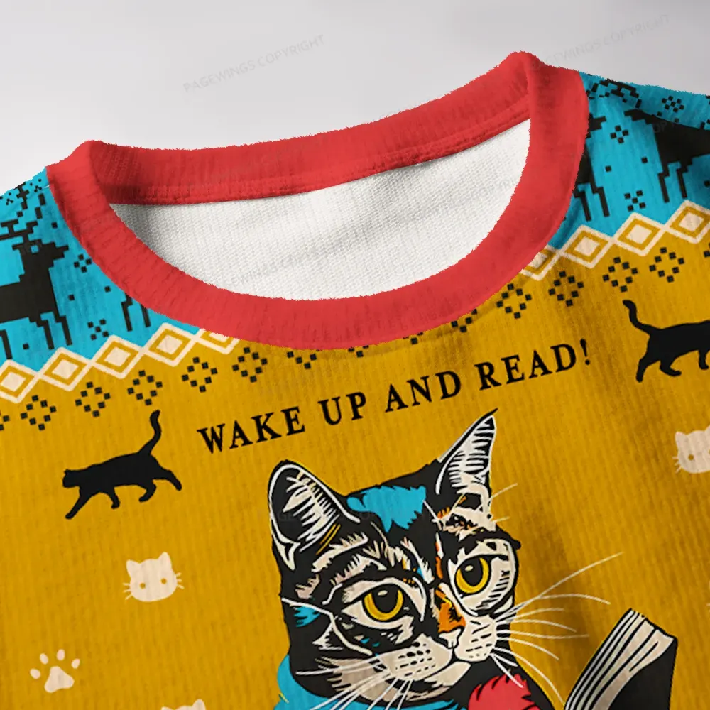 Pagewings Wake Up And Read Unisex Ugly Knit Sweatshirt