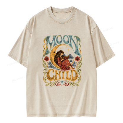 Pagewings Moon Child Unisex Washed T-shirt