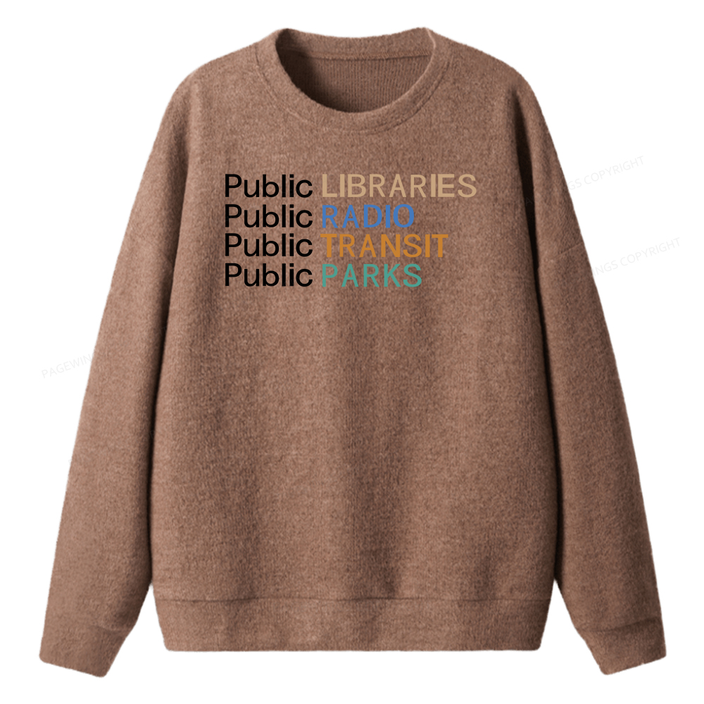 Pagewings Public Libraries Radio Transit Parks Unisex Knit Sweatshirt