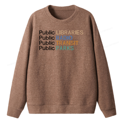 Pagewings Public Libraries Radio Transit Parks Unisex Knit Sweatshirt