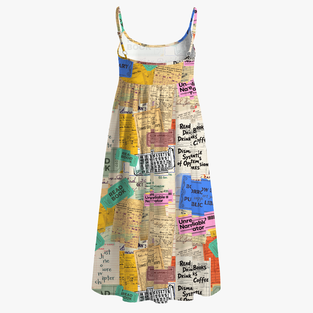 Pagewings Book Nerd Printed Spaghetti Strap Midi Sundress