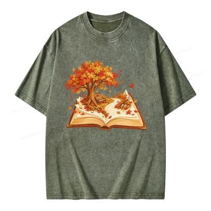 Pagewings Autumn Book Unisex Washed T-shirt