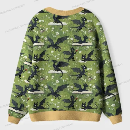 Pagewings Book Dragon  Unisex Ugly Cardigan Sweaters